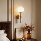 Elegant Wall Lamp with Marble Detail – Contemporary Gold Sconce