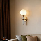 Elegant Wall Lamp with Marble Detail – Contemporary Gold Sconce