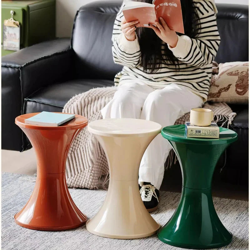 Lightweight Plastic Footstool – Versatile Modern Hourglass Side Table
