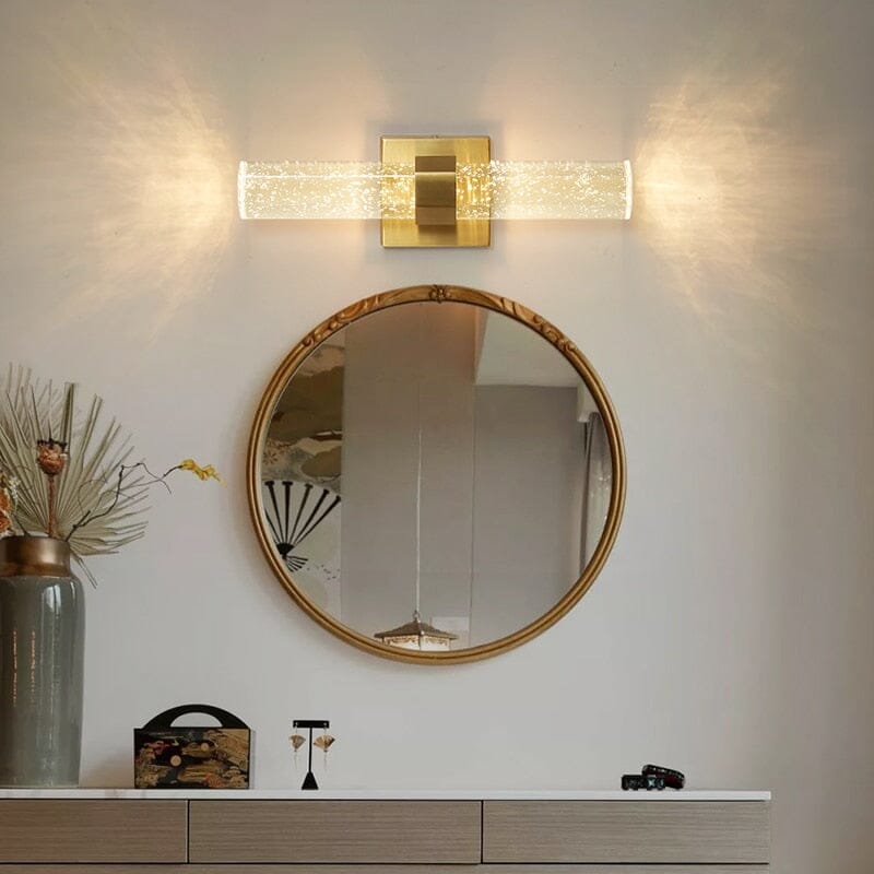 Elegant Gold-Finished Bath Wall Light with Blown Glass and IP44 Rating