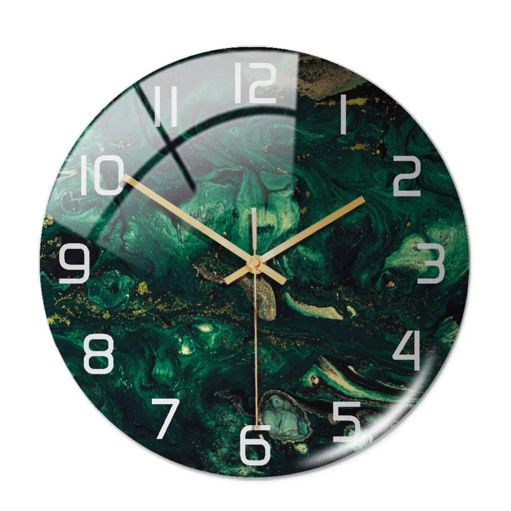 11.81-Inch Silent Wall Clock in Modern Marble Design – Acrylic Home Decor