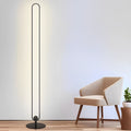 Black Metal Standing Lamp with Oval Shade – LED Floor Light in Minimalist Design