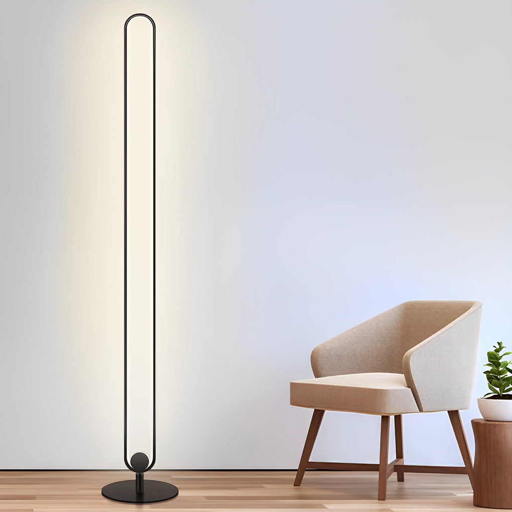Black Metal Standing Lamp with Oval Shade – LED Floor Light in Minimalist Design