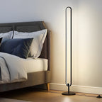 Black Metal Standing Lamp with Oval Shade – LED Floor Light in Minimalist Design