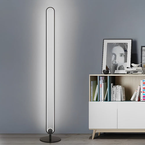 Black Metal Standing Lamp with Oval Shade – LED Floor Light in Minimalist Design