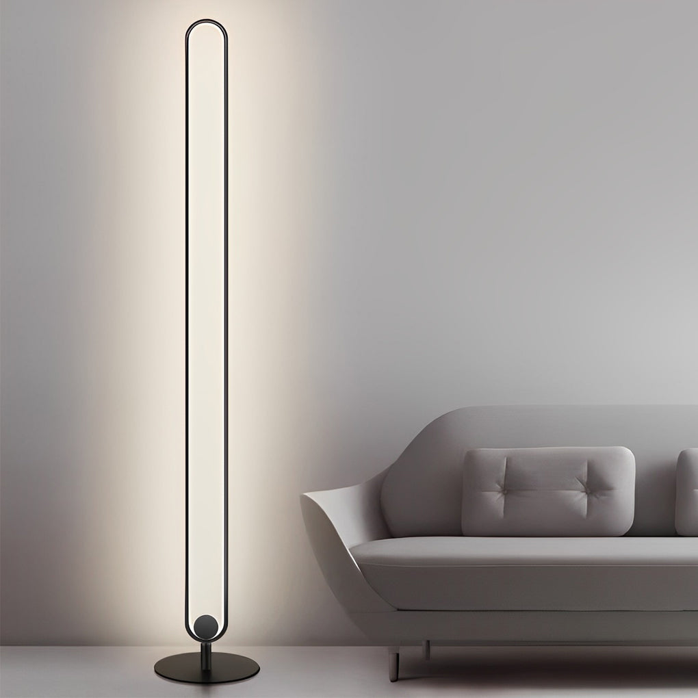 Black Metal Standing Lamp with Oval Shade – LED Floor Light in Minimalist Design
