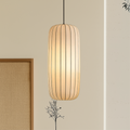 Contemporary Silk Pendant Light with Ribbed Design