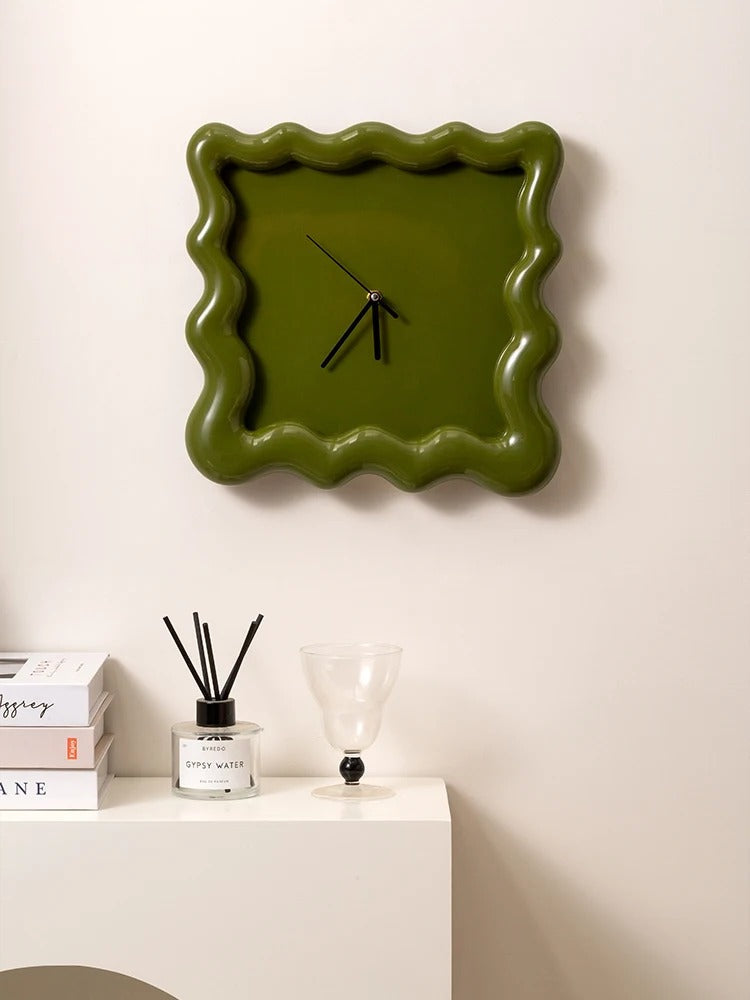 Artistic Frame Wall Clock – Minimalist 3D Design with Wavy Style in Multiple Colors