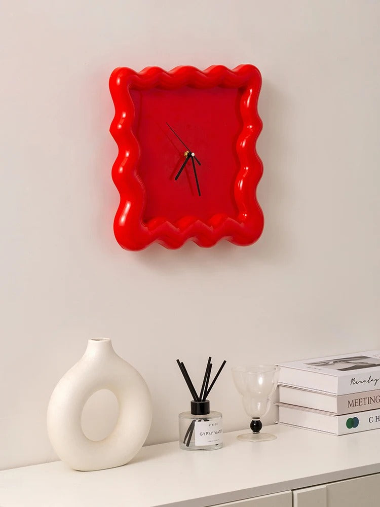 Artistic Frame Wall Clock – Minimalist 3D Design with Wavy Style in Multiple Colors