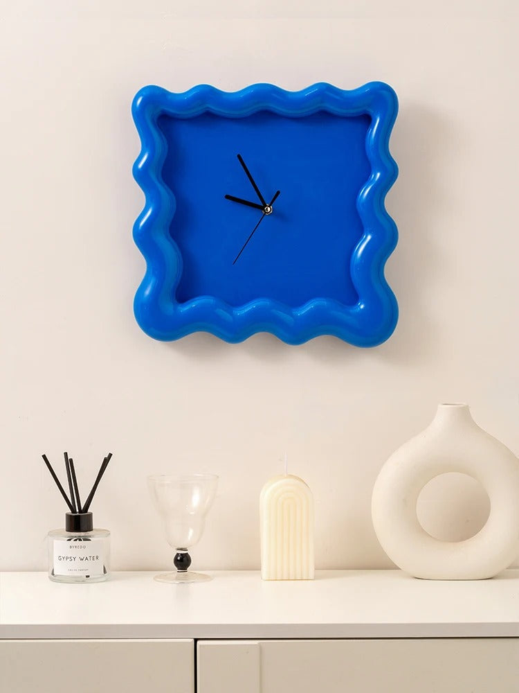 Artistic Frame Wall Clock – Minimalist 3D Design with Wavy Style in Multiple Colors