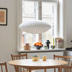 Contemporary White Hanging Light – Elegant Kitchen Pendant with Steel Frame and Gentle Glow