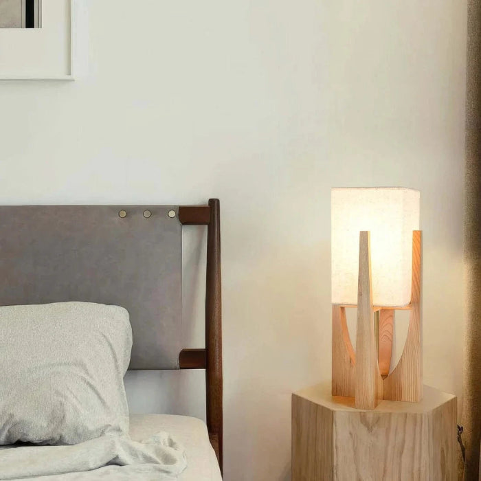 Adjustable LED Floor Lamp in Walnut – Stylish Wooden Design for Living Room