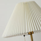 Dimmable LED Floor Lamp with Pleated Fabric Shade – Stylish Wooden Design for Living Room and Bedroom
