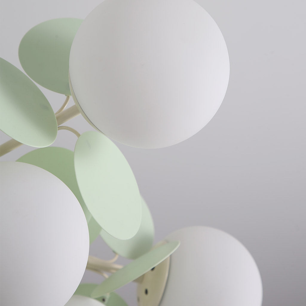 Contemporary Ceiling Fixture Featuring Several Opal Glass Spheres