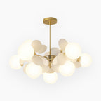 Contemporary Ceiling Fixture Featuring Several Opal Glass Spheres
