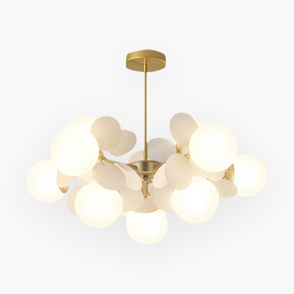 Contemporary Ceiling Fixture Featuring Several Opal Glass Spheres