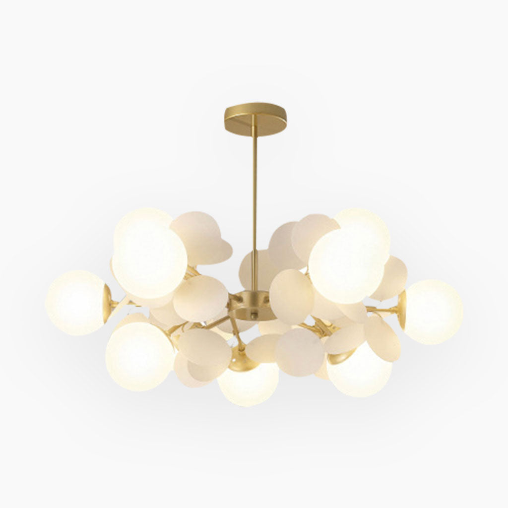 Contemporary Ceiling Fixture Featuring Several Opal Glass Spheres