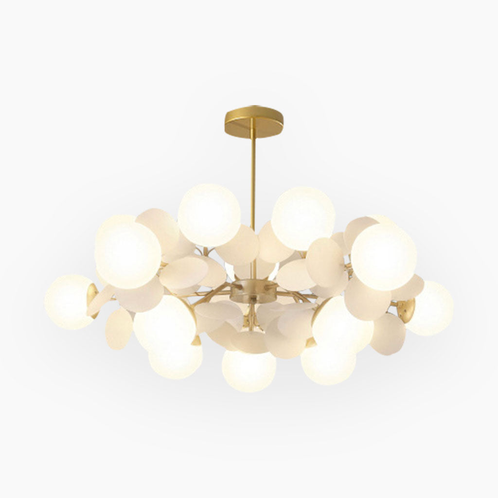 Contemporary Ceiling Fixture Featuring Several Opal Glass Spheres