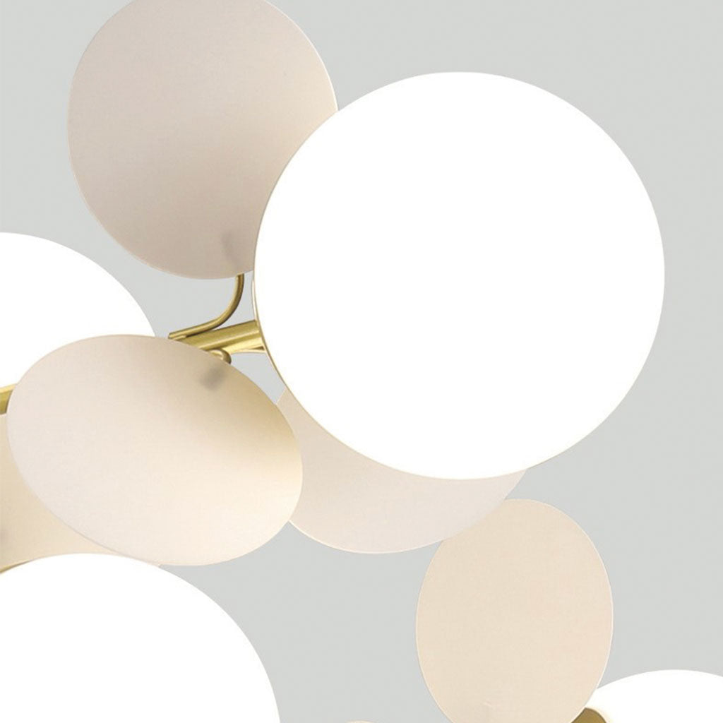 Contemporary Ceiling Fixture Featuring Several Opal Glass Spheres
