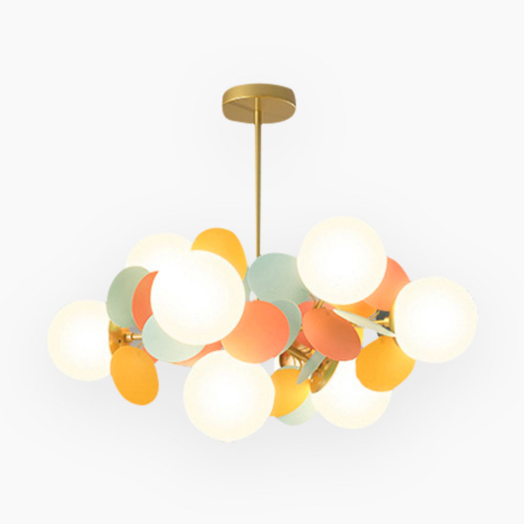 Contemporary Ceiling Fixture Featuring Several Opal Glass Spheres
