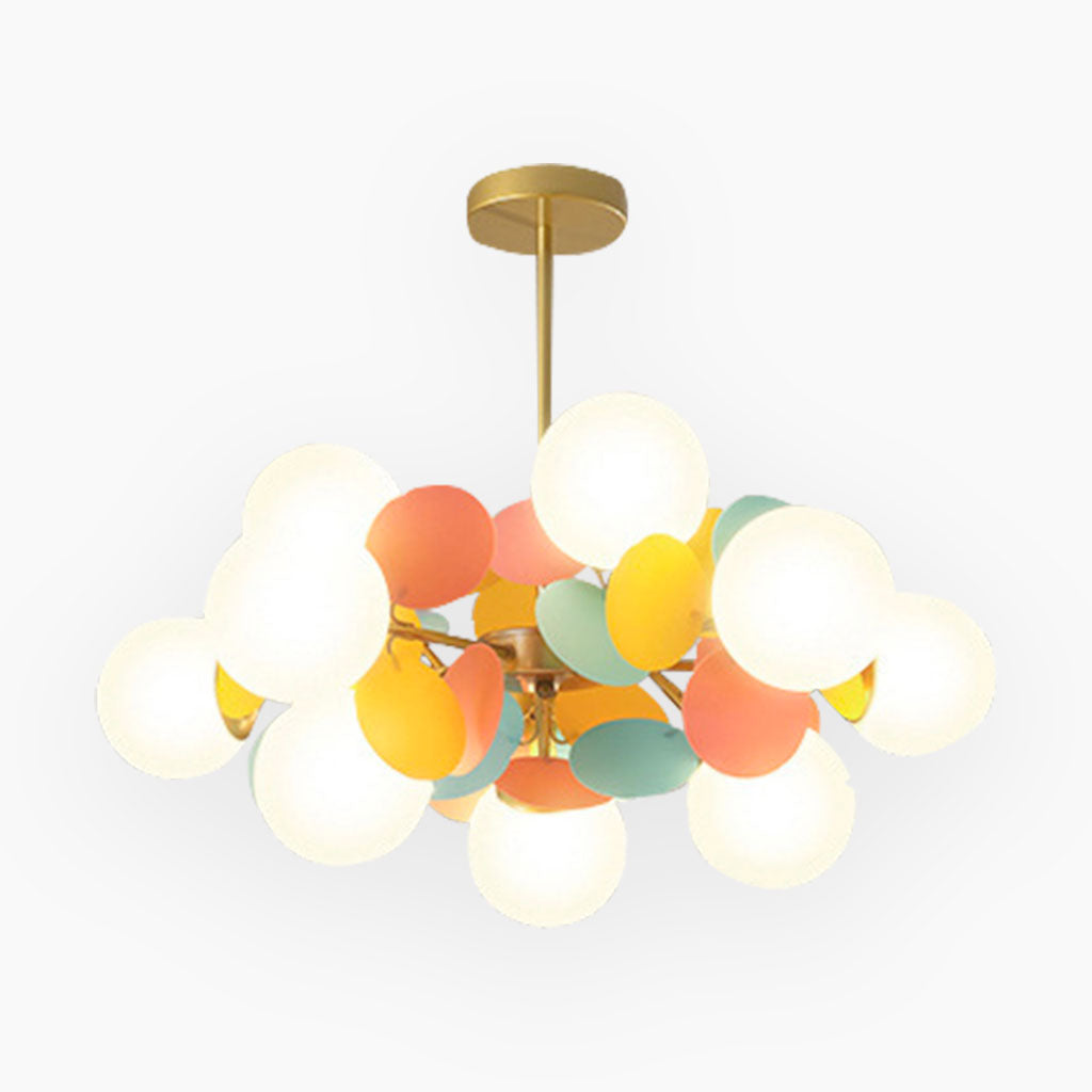 Contemporary Ceiling Fixture Featuring Several Opal Glass Spheres