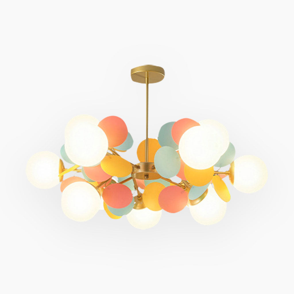 Contemporary Ceiling Fixture Featuring Several Opal Glass Spheres