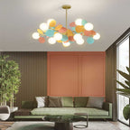 Contemporary Ceiling Fixture Featuring Several Opal Glass Spheres