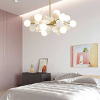 Contemporary Ceiling Fixture Featuring Several Opal Glass Spheres