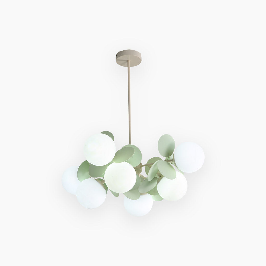 Contemporary Ceiling Fixture Featuring Several Opal Glass Spheres