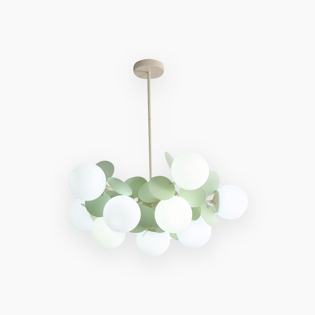 Contemporary Ceiling Fixture Featuring Several Opal Glass Spheres
