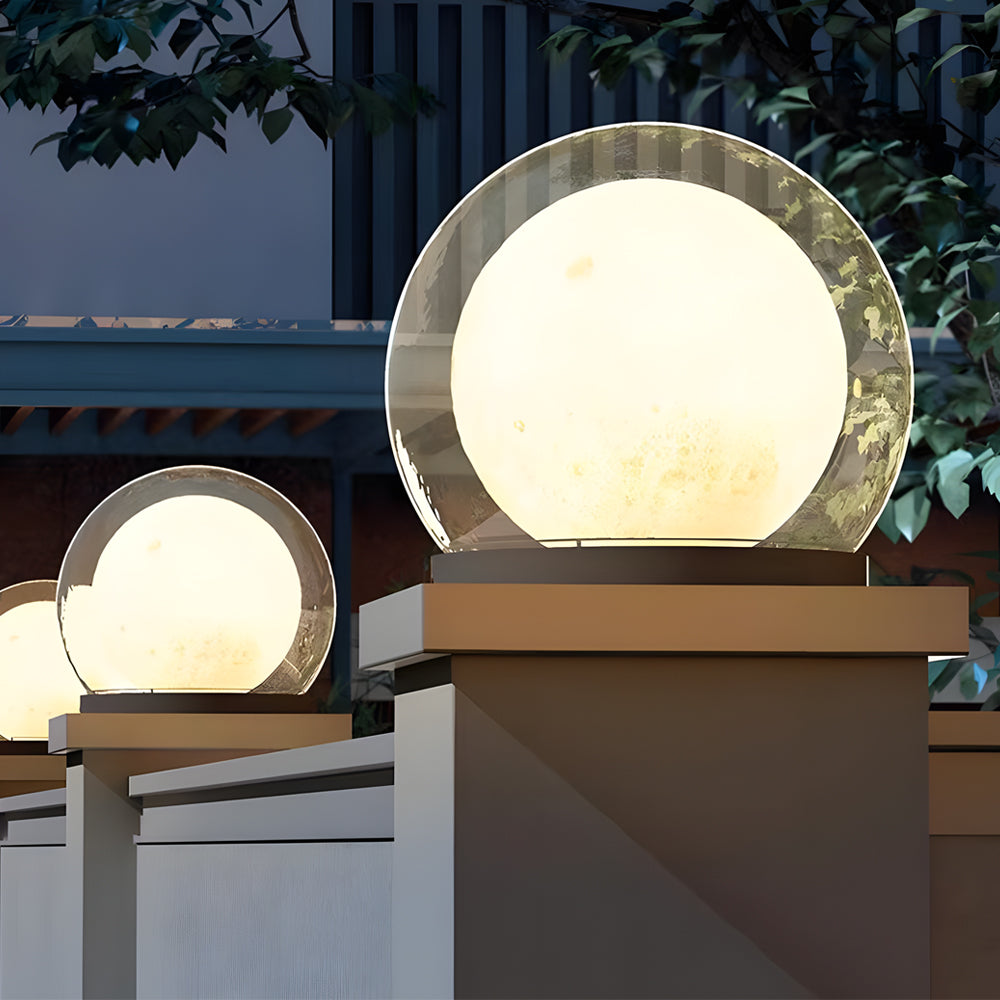 Outdoor Round Globe Lamp with Glass Shade and Black Housing