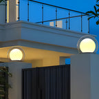 Outdoor Round Globe Lamp with Glass Shade and Black Housing