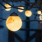 Gold Round Moon-Shaped Solar Garden Hanging Light