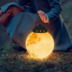 Gold Round Moon-Shaped Solar Garden Hanging Light
