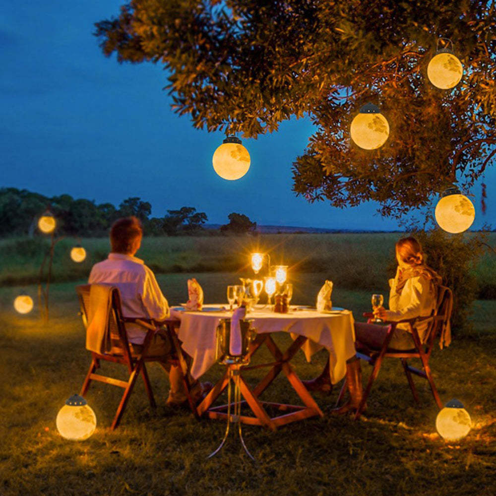 Gold Round Moon-Shaped Solar Garden Hanging Light