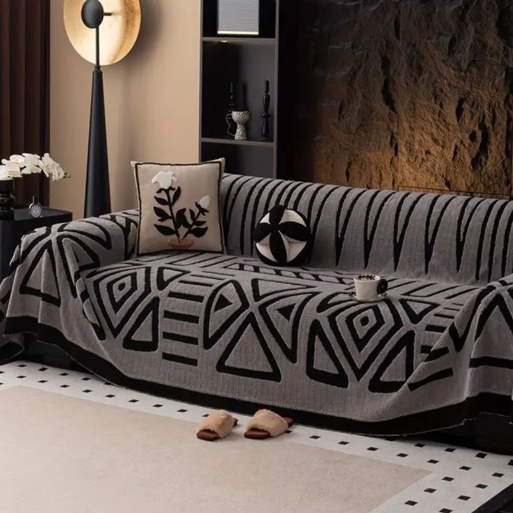 Moderniqa | Soft microfibre couch cover with maze jacquard pattern 2