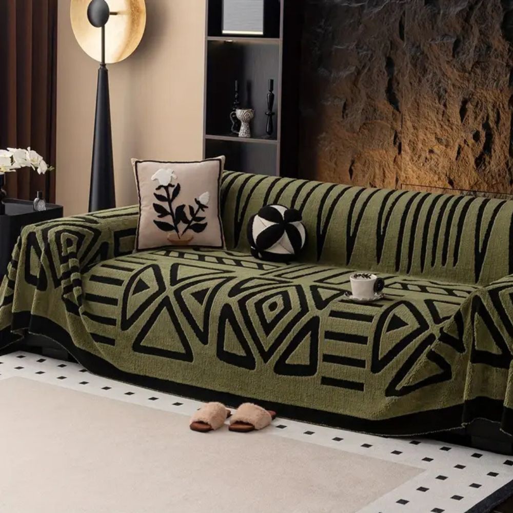 Moderniqa | Soft microfibre couch cover with maze jacquard pattern 3
