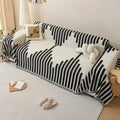 Scandinavian Leaf Print Sofa Slipcover in Chenille Fabric