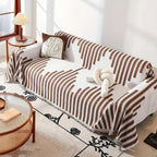 Scandinavian Leaf Print Sofa Slipcover in Chenille Fabric
