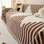 Scandinavian Leaf Print Sofa Slipcover in Chenille Fabric