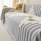 Scandinavian Leaf Print Sofa Slipcover in Chenille Fabric