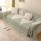 Scandinavian Leaf Print Sofa Slipcover in Chenille Fabric