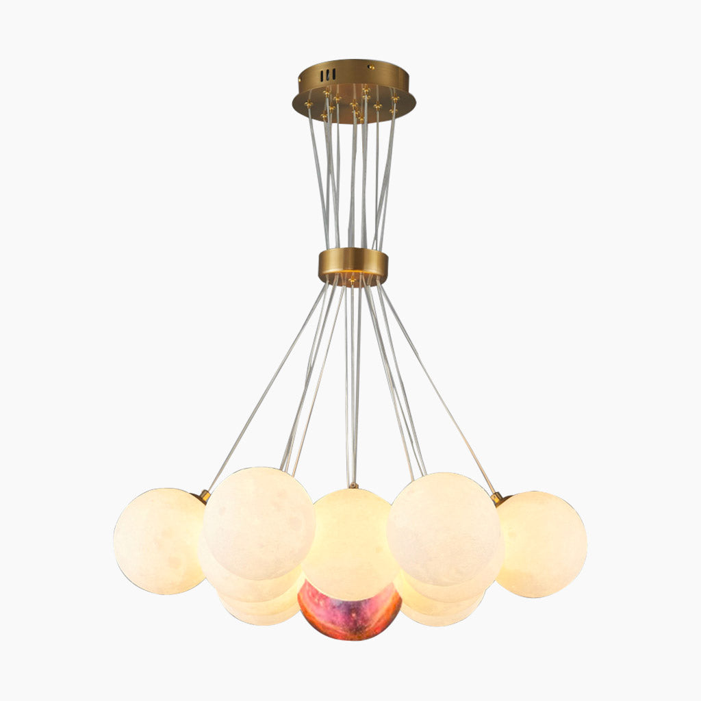 Globe Chandelier with Multiple Round Shades in Cluster Glass Design
