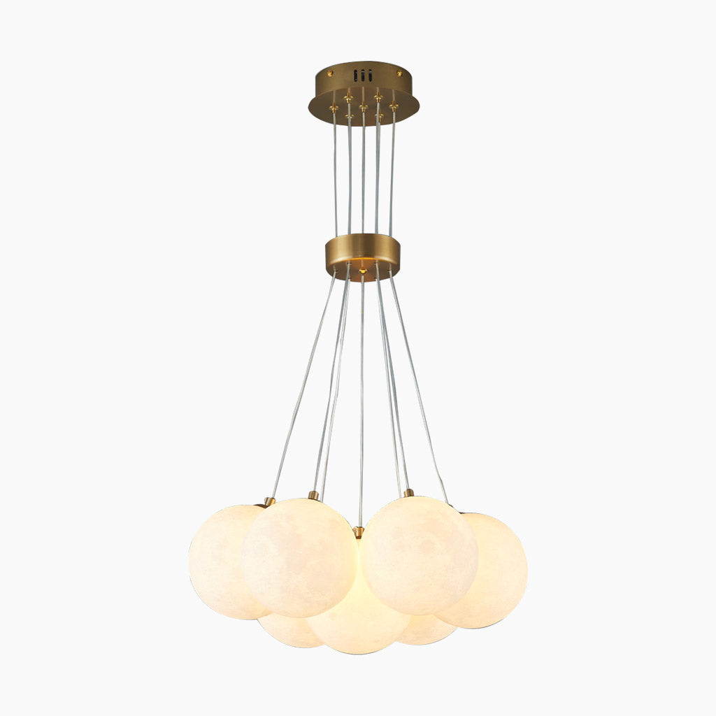 Globe Chandelier with Multiple Round Shades in Cluster Glass Design