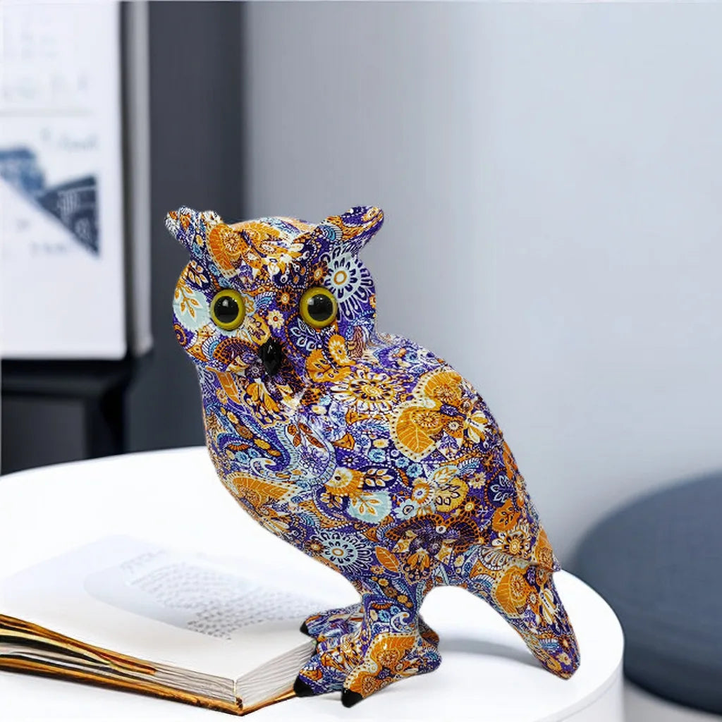 Ethereal Resin Wall Art – Serene Decorative Sculpture of Moonlit Owl