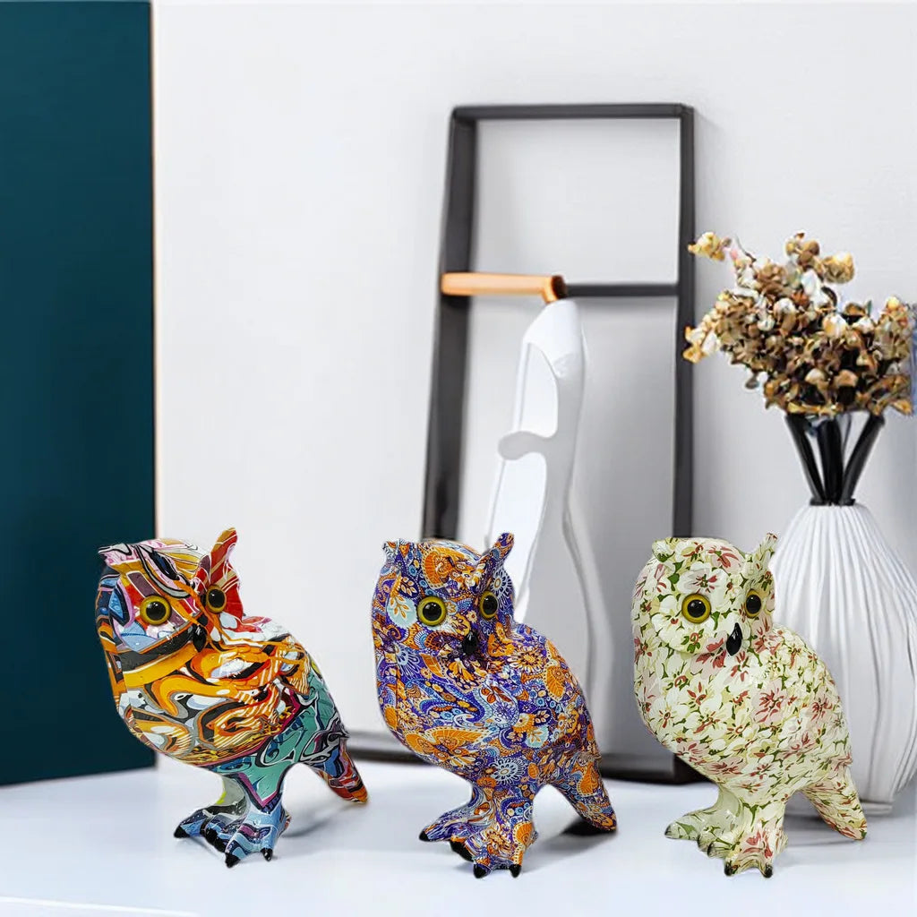 Ethereal Resin Wall Art – Serene Decorative Sculpture of Moonlit Owl