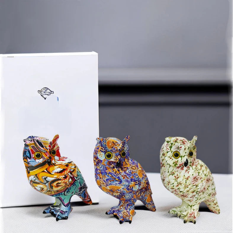 Ethereal Resin Wall Art – Serene Decorative Sculpture of Moonlit Owl