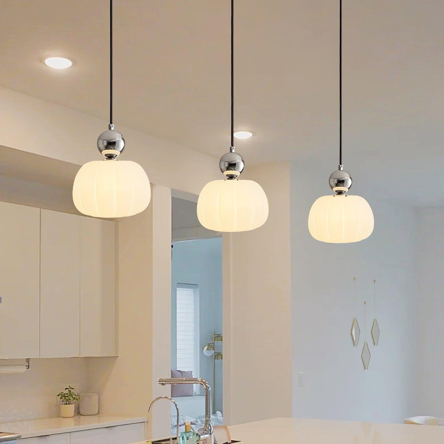 Round Acrylic Pendant Light with Organic Design