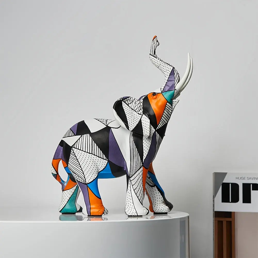 Colorful Artisan Elephant Sculpture for Home Decor
