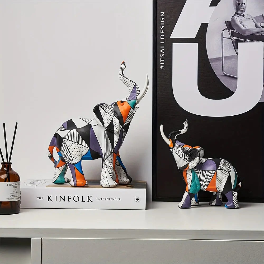 Colorful Artisan Elephant Sculpture for Home Decor